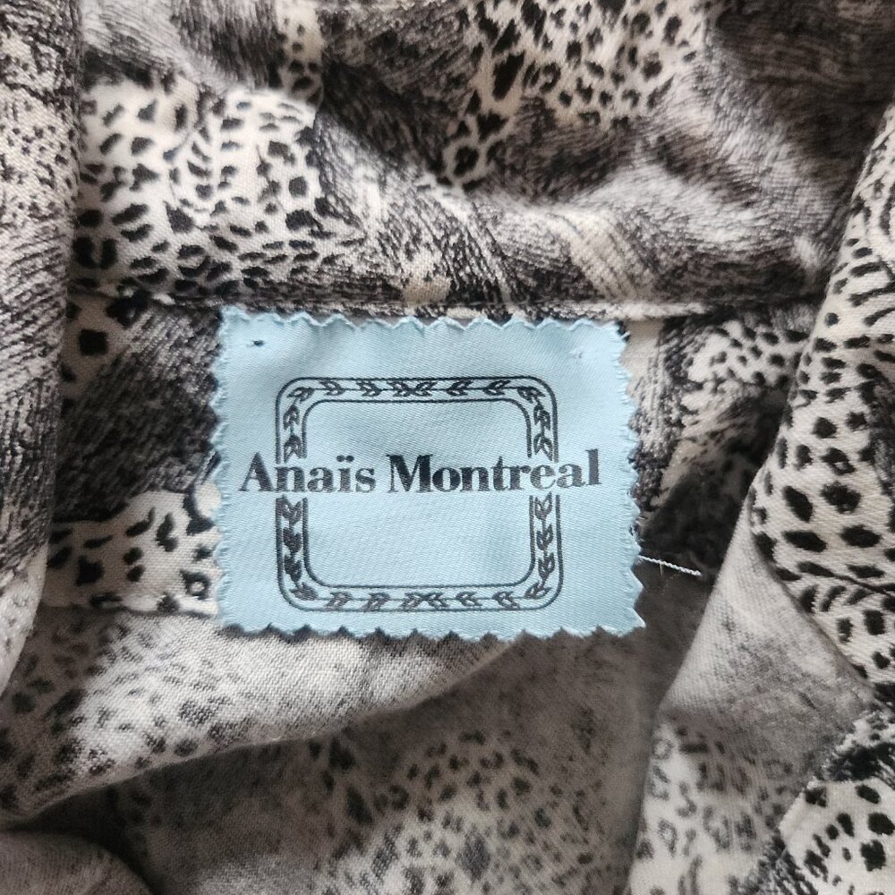 Vintage Literal Leopard Print Wool Blend Standing Collar Blouse - Picture 8 of 11